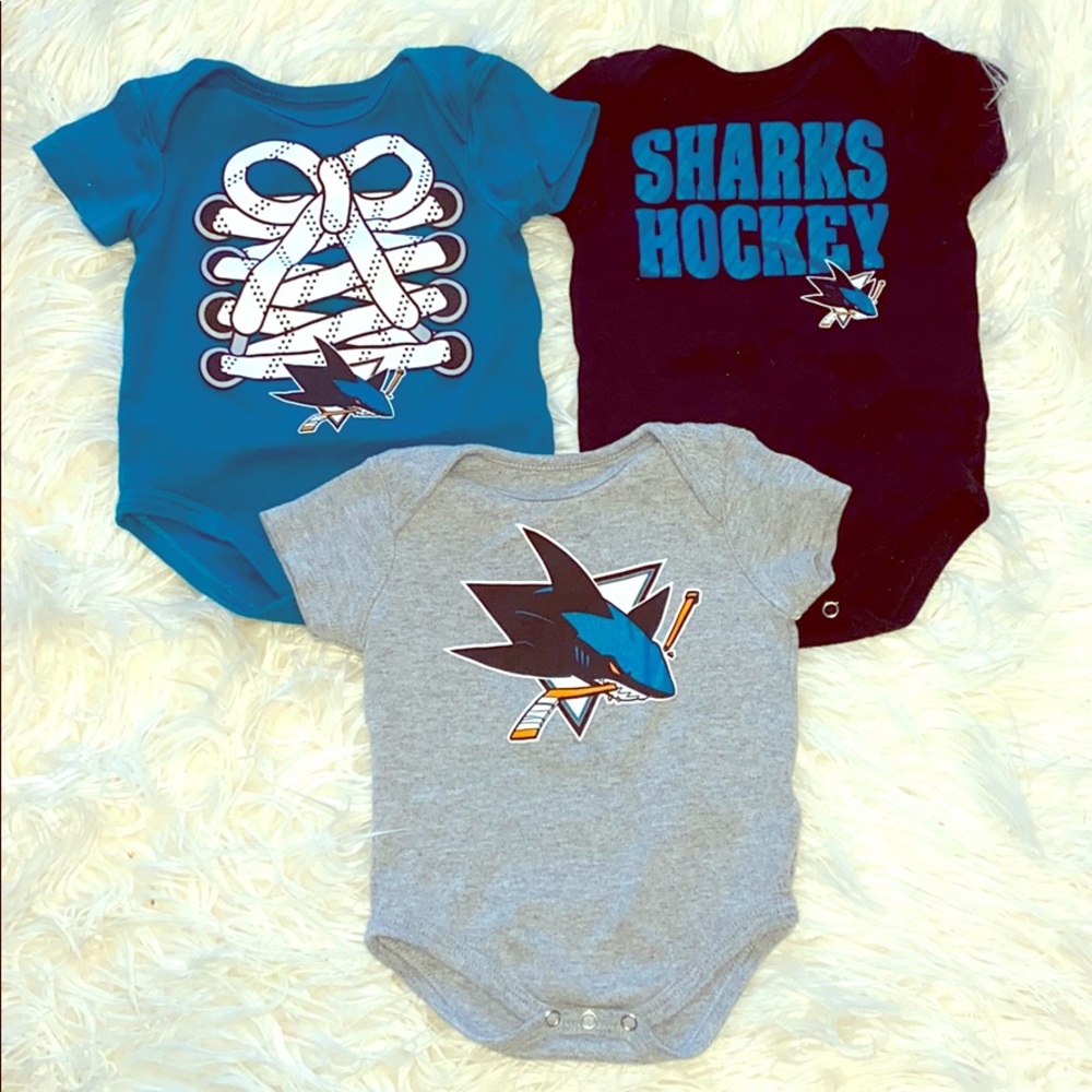 NHL Infant San Jose Sharks 3 pack 6-9 onesie set